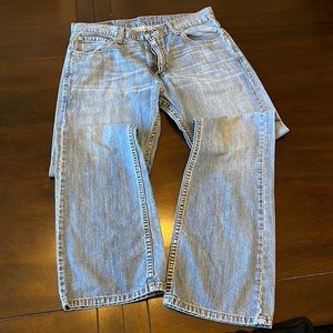 Levi 527s, 33x32, light wash, great condition.